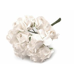 Růže na drátku bílá 2 cm - 12 ks / 12 ks v bal.